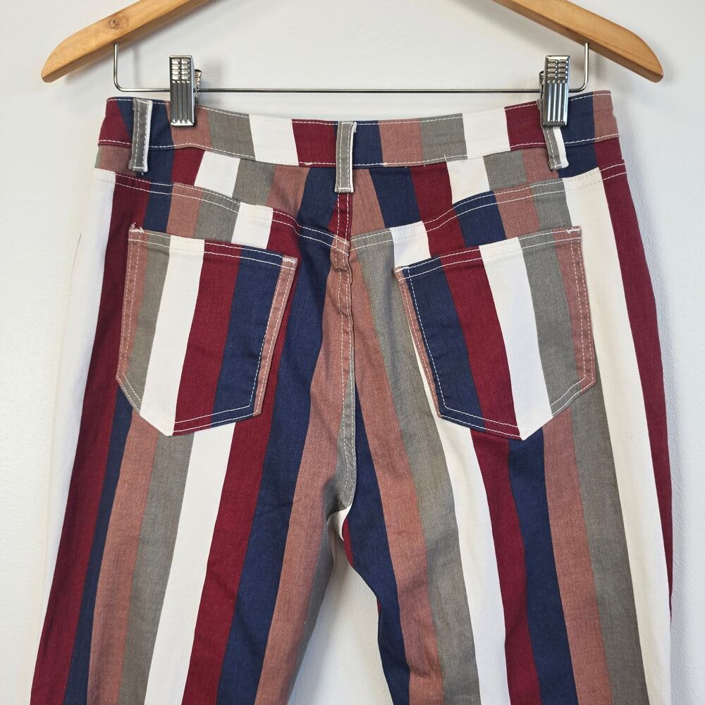 Saints & Hearts Striped High Rise Extreme Flare Bell Bottom Jeans Large L - Picture 4 of 9